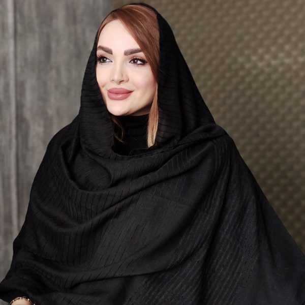 شال نخی حاشیه مخملی مشکی