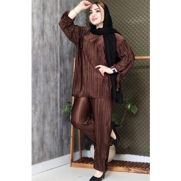 ست تویک شلوار پلیسه ساتن