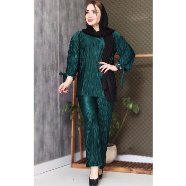 ست تویک شلوار پلیسه ساتن