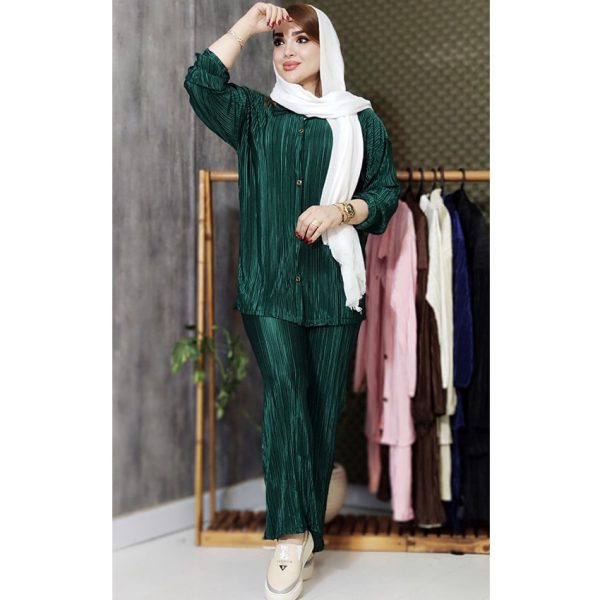 ست ساتن پلیسه آستین کشی