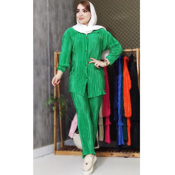 ست ساتن پلیسه آستین کشی