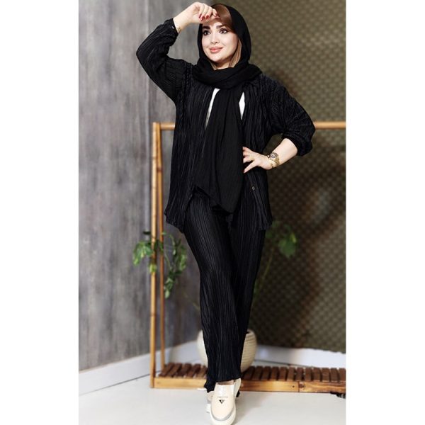 ست ساتن پلیسه آستین کشی