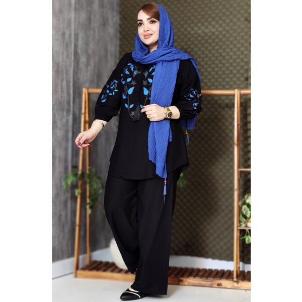 ست تونیک شلوار کرسپو برگ آبی - مانتو پاتریس رشت