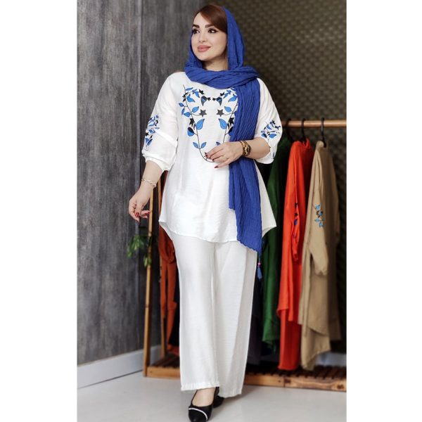 ست تونیک شلوار کرسپو برگ آبی - مانتو پاتریس رشت