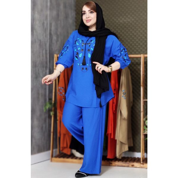 ست تونیک شلوار کرسپو برگ آبی - مانتو پاتریس رشت