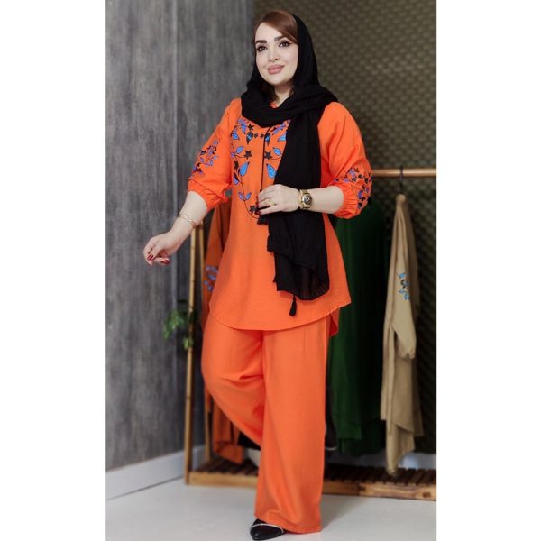 ست تونیک شلوار کرسپو برگ آبی - مانتو پاتریس رشت