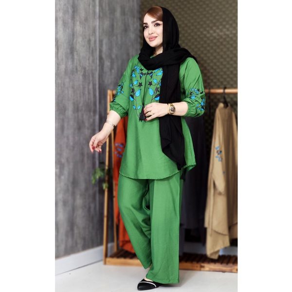 ست تونیک شلوار کرسپو برگ آبی - مانتو پاتریس رشت