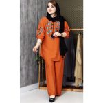 ست تونیک شلوار کرسپو برگ آبی - مانتو پاتریس رشت