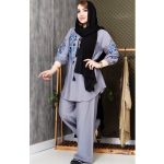 ست تونیک شلوار کرسپو برگ آبی - مانتو پاتریس رشت