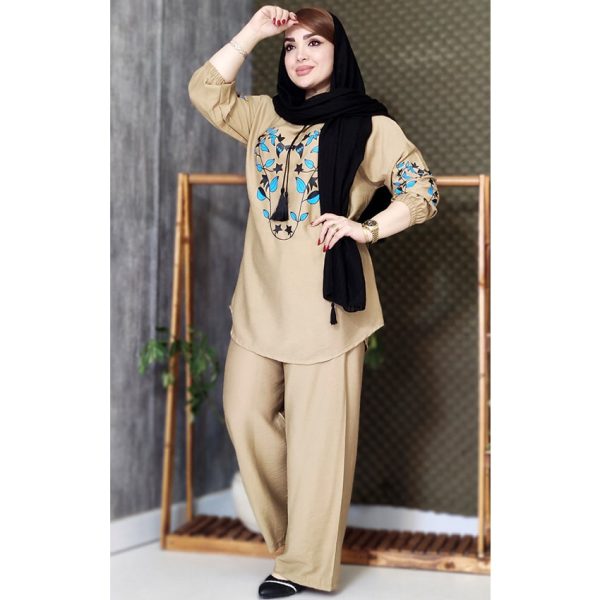 ست تونیک شلوار کرسپو برگ آبی - مانتو پاتریس رشت