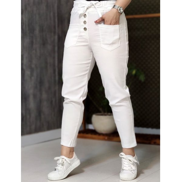 شلوار مام جلو جیب سفید بنگال