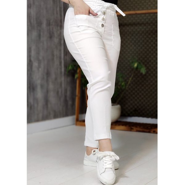 شلوار مام جلو جیب سفید بنگال - مانتو پاتریس رشت