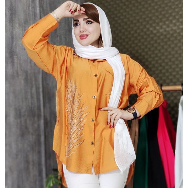 مانتو بابوس جیبدار نگینی برگ - مانتو پاتریس رشت