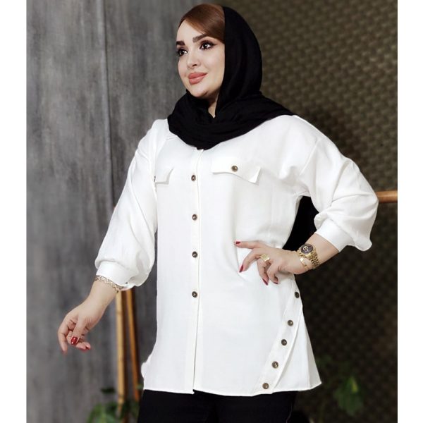 مانتو کتان لمه بغل دکمه - مانتو پاتریس رشت