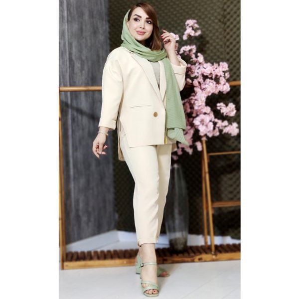 ست کت شلوار مازراتی 2 دکمه پشت بلند - مانتو پاتریس رشت