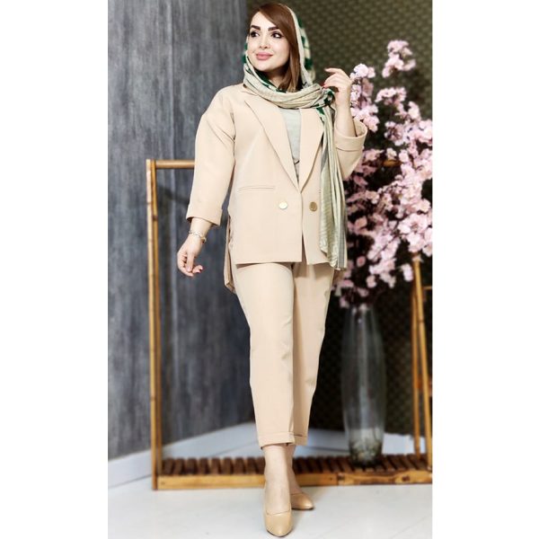 ست کت شلوار مازراتی 2 دکمه پشت بلند - مانتو پاتریس رشت