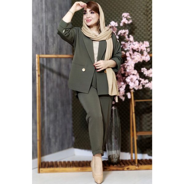 ست کت شلوار مازراتی 2 دکمه پشت بلند - مانتو پاتریس رشت