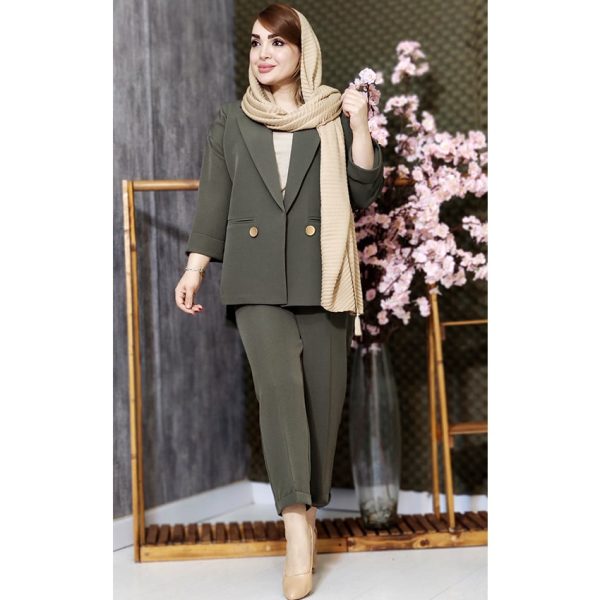 ست کت شلوار مازراتی 2 دکمه پشت بلند - مانتو پاتریس رشت