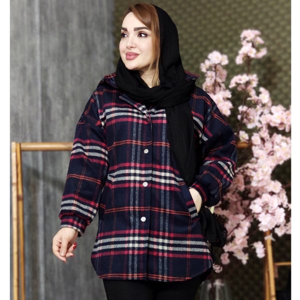 24500117-2-min پالتو چهارخونه کلاهدار - مانتو پاتریس رشت