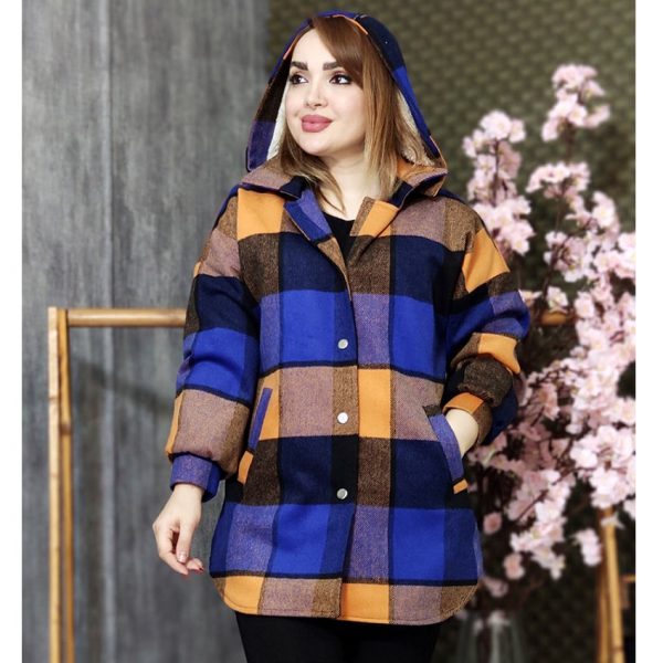 پالتو چهارخونه کلاهدار - مانتو پاتریس رشت