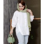 مانتو بغل دکمه سفید داکرون - مانتو پاتریس رشت