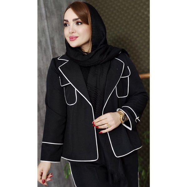 ست کت شلوار مشکی مغزی دوزی