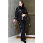 ست کت شلوار مشکی مغزی دوزی