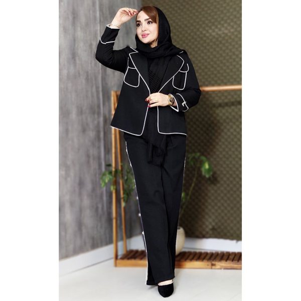 ست کت شلوار مشکی مغزی دوزی - مانتو پاتریس رشت