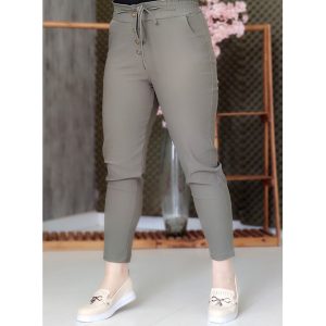 شلوار مام فیت زیتونی