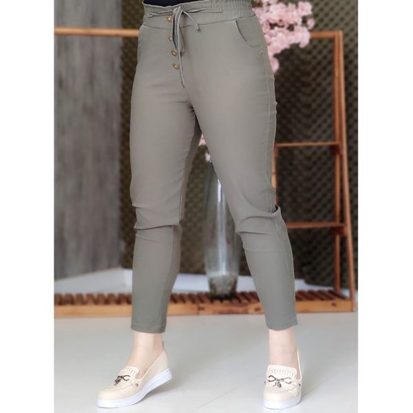 شلوار مام فیت زیتونی