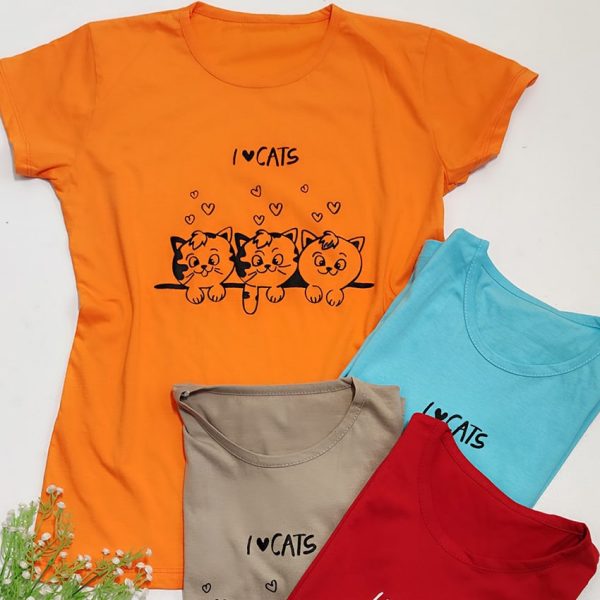 تیشرت چاپ گربه نخ پنبه - مانتو پاتریس رشت