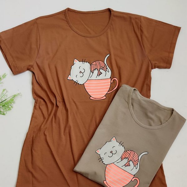 تیشرت چاپ گربه و کاموا - مانتو پاتریس رشت