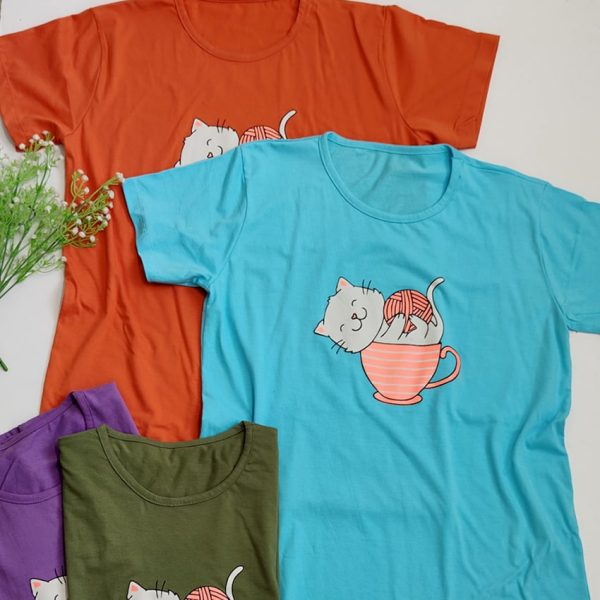 تیشرت چاپ گربه و کاموا - مانتو پاتریس رشت