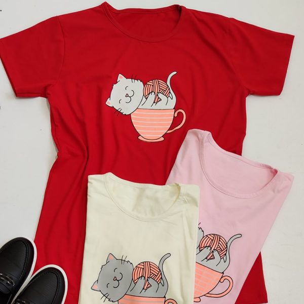 تیشرت چاپ گربه و کاموا - مانتو پاتریس رشت