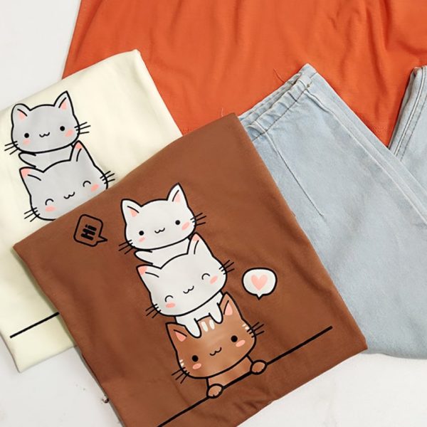 تیشرت نخ پنبه 3 گربه - مانتو پاتریس رشت