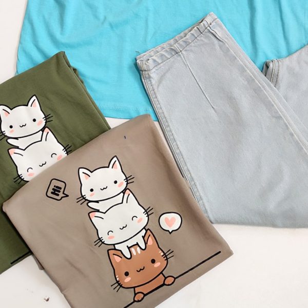 تیشرت نخ پنبه 3 گربه - مانتو پاتریس رشت