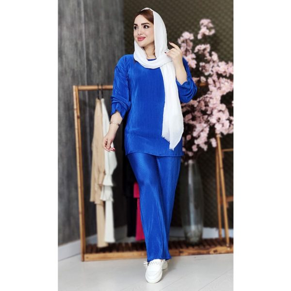 ست ساتن پلیسه آستین چین