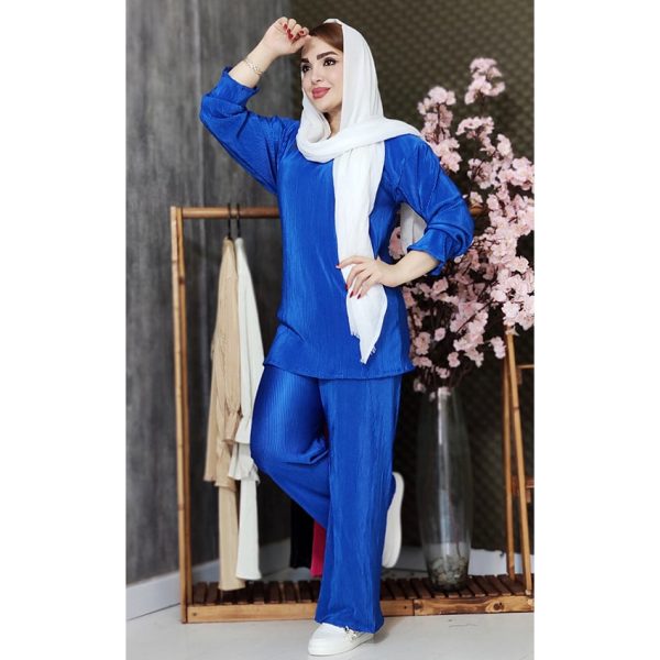 ست ساتن پلیسه آستین چین