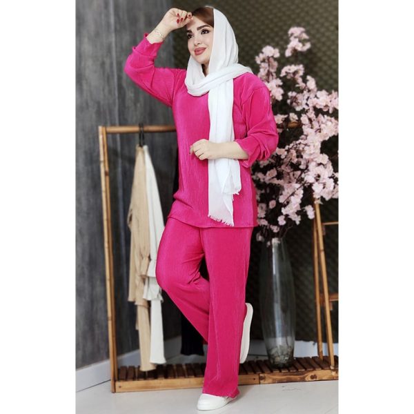 ست ساتن پلیسه آستین چین