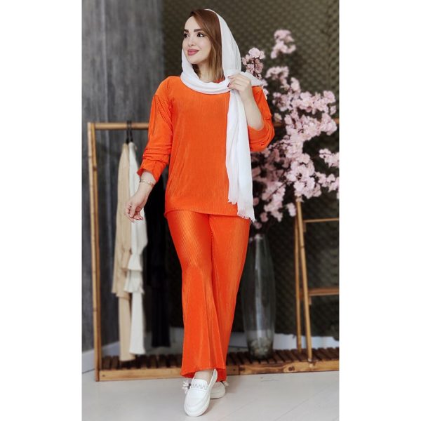 ست ساتن پلیسه آستین چین