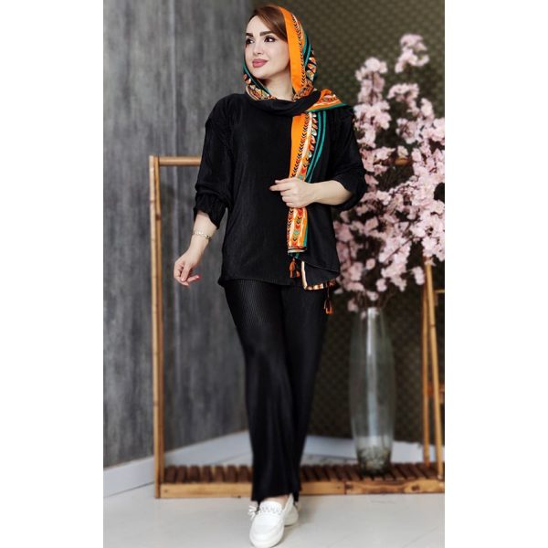 ست ساتن پلیسه آستین چین