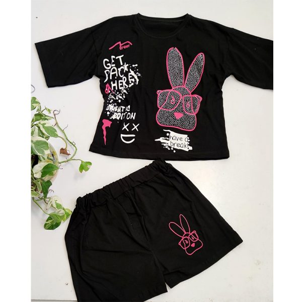 ست کراپ شورتک نگینی خرگوش 386003 - Image 2