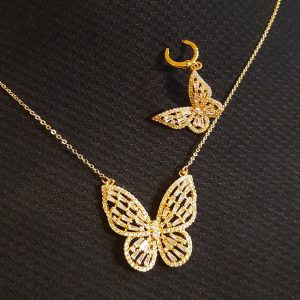 نیم ست طلایی پروانه - مانتو پاتریس رشت