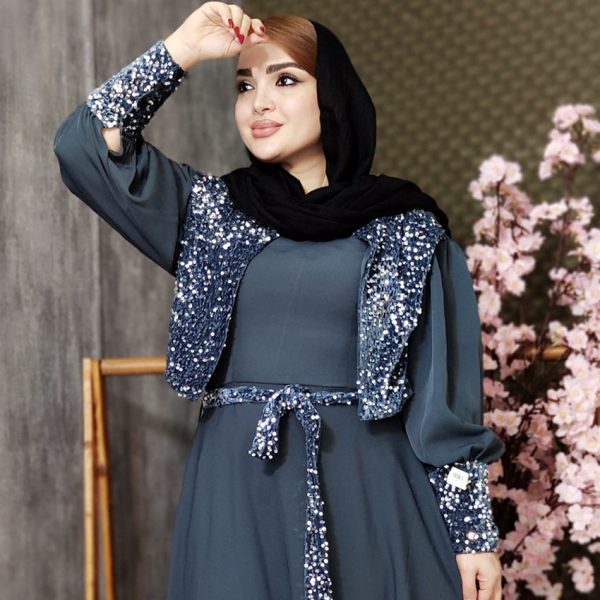 مانتو مجلسی ماکسی نیلو پولکی