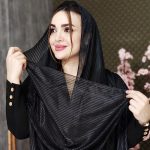 شال راه راه شیشه ای مشکی - مانتو پاتریس رشت