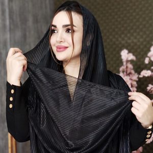 شال راه راه شیشه ای مشکی - مانتو پاتریس رشت