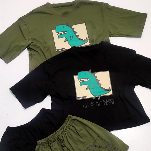 ست تیشرت شورتک دایناسور - مانتو پاتریس رشت