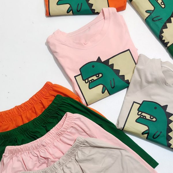 ست تیشرت شورتک دایناسور - مانتو پاتریس رشت