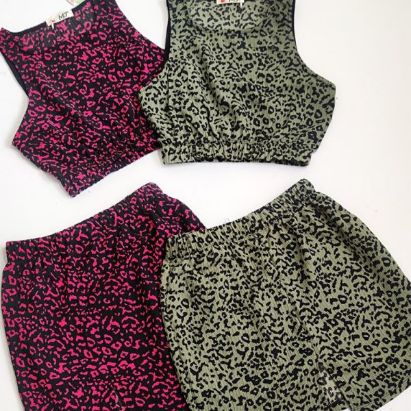 ست تاپ دامن پلنگی کراش