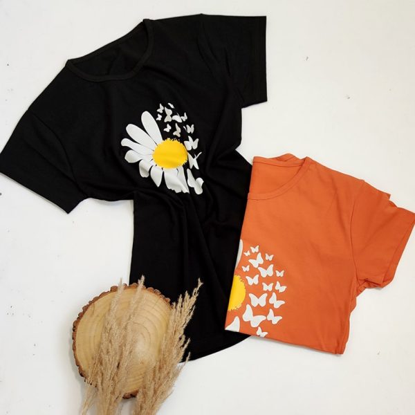 تیشرت چاپ گل و پروانه - مانتو پاتریس رشت